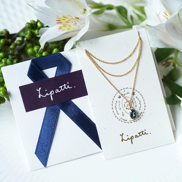 14KGF 40cm Necklace with London Blue topaz 第10張的照片