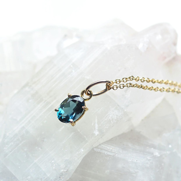 14KGF 40cm Necklace with London Blue topaz 第7張的照片