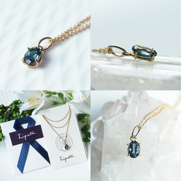 14KGF 40cm Necklace with London Blue topaz 第5張的照片