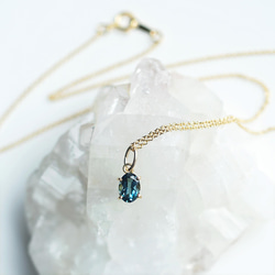 14KGF 40cm Necklace with London Blue topaz 第4張的照片