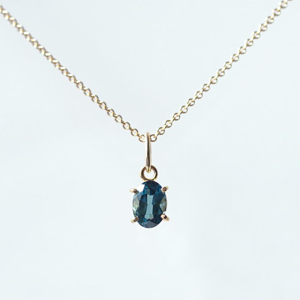 14KGF 40cm Necklace with London Blue topaz 第9張的照片