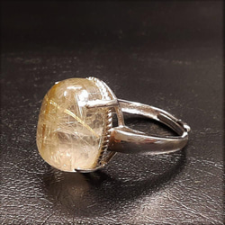 【鋭いルチルが魅力的】現品一点物 ゴールドルチルリング ＴＲｒ５ ９号〜フリーサイズ 金針水晶 シルバー925 指輪 4枚目の画像