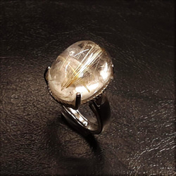 【鋭いルチルが魅力的】現品一点物 ゴールドルチルリング ＴＲｒ５ ９号〜フリーサイズ 金針水晶 シルバー925 指輪 6枚目の画像