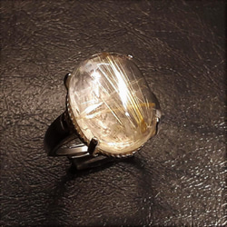 【鋭いルチルが魅力的】現品一点物 ゴールドルチルリング ＴＲｒ５ ９号〜フリーサイズ 金針水晶 シルバー925 指輪 7枚目の画像