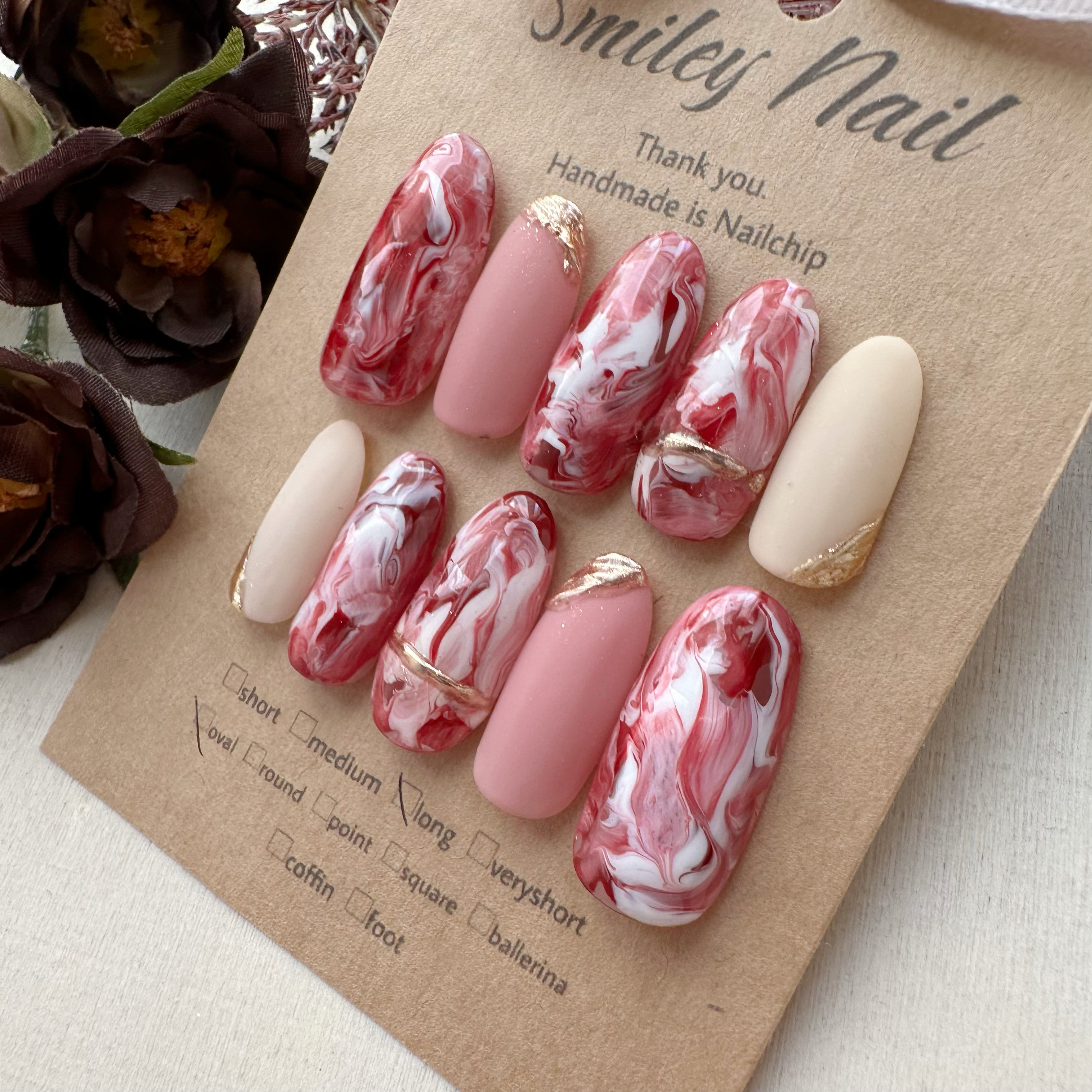 112》いちごラテ いちごオレ バレンタイン ネイルチップ ネイルチップ  