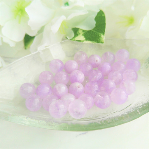 6～12mm ミルキーラベンダーアメジスト／ミルキーアメジスト 天然石丸