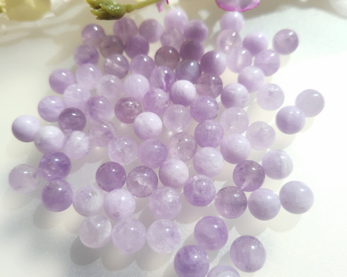 6～12mm ミルキーラベンダーアメジスト／ミルキーアメジスト 天然石丸