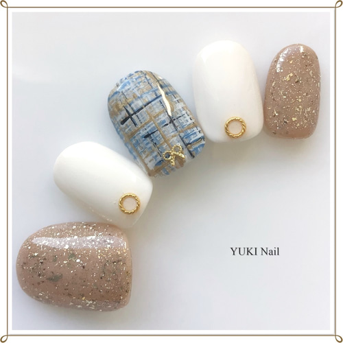 ツイード柄ネイル ネイルチップ（つけ爪） yuki-nail 通販 13243113