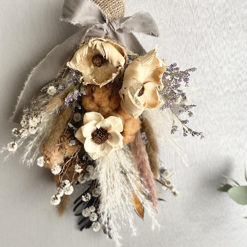 パンパスグラスとコットンのドライフラワースワッグ スワッグ howdy  