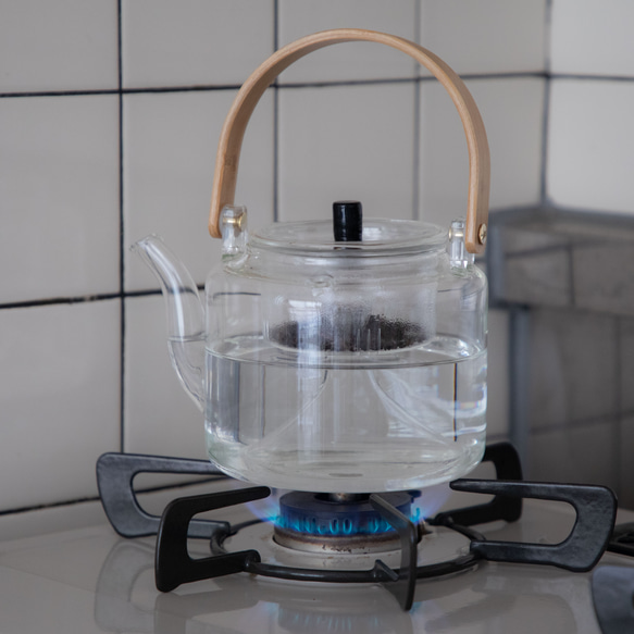 透明のやかん(ガラスケトル) Glass transparent kettle 直火対応 大容量1000mL 12枚目の画像