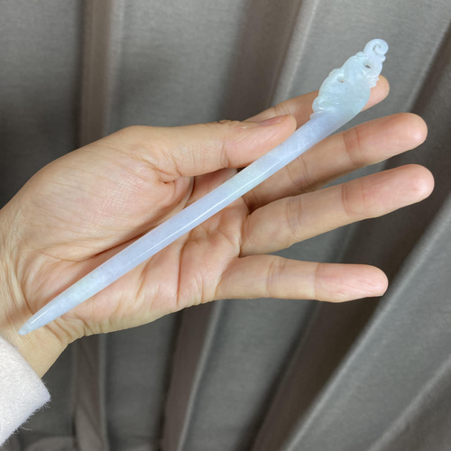 本翡翠かんざし　ミャンマー産　フィエニックス　無含浸　無着色　貴重品　一点物 Z67 簪 ミャンマー産 天然 A貨 本翡翠 1本 簪 ほうおう 鳳凰