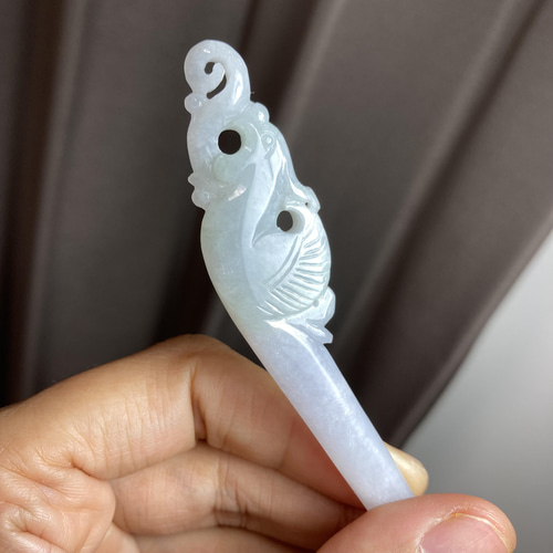11 特売 天然 A貨 ミャンマー産 春彩 薄ラベンダー 本翡翠 鳳簪