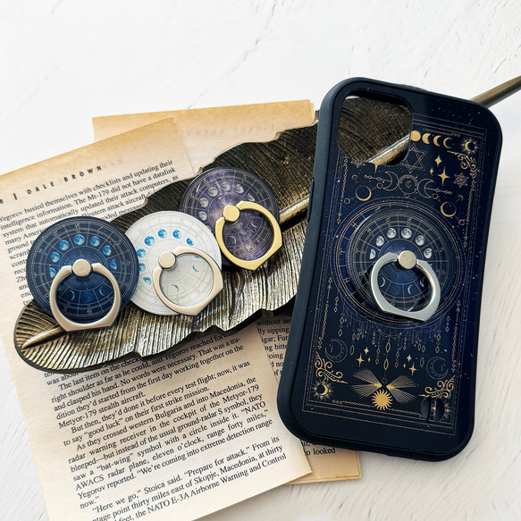 全5色】月の満ち欠け・12星座 スマホリング / バンカーリング 星 天体