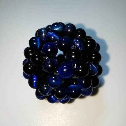 ブルータイガーアイ6mm【神聖幾何学フラーレン】直径約4cm 立体 ブルータイガーアイ6mm【神聖幾何学フラーレン】直径約4cm 立体