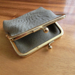真鍮製がま口のヌメ革財布（グレー） 3枚目の画像