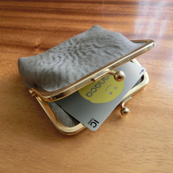 真鍮製がま口のヌメ革財布（グレー） 4枚目の画像