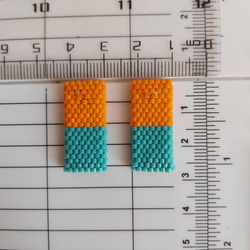 長方形串珠耳環 delica beads 27mm x 12mm 立體質感 雙色 耳針 硬朗 海外運送 送女生 禮物 第10張的照片