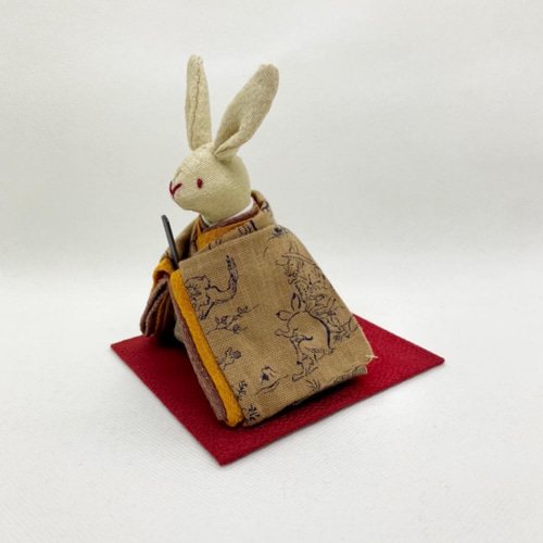 鳥獣戯画柄のお着物のうさぎ雛 (雛人形.お雛様.おひな様) ひな人形・雛