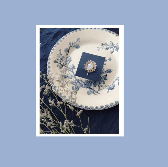 天然石のポニーフック ■ 円形フィリグリー ■ レインボームーンストーン 12枚目の画像