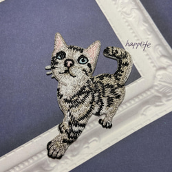 1枚入　ネコ　猫　刺繍アイロンワッペン 1枚目の画像