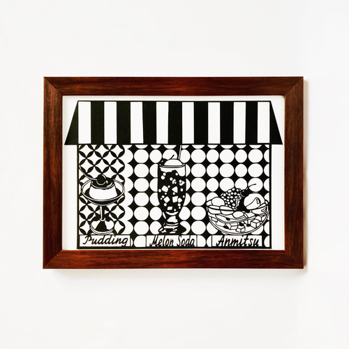 レトロ喫茶』 オリジナル切り絵 切り絵 Fancy Kirie ファンシー