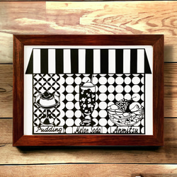 レトロ喫茶』 オリジナル切り絵 切り絵 Fancy Kirie ファンシー切り絵