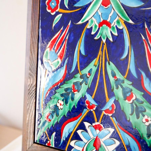 新春トルコ・イズミルタイル・アート絵画・額縁付きA タペストリー