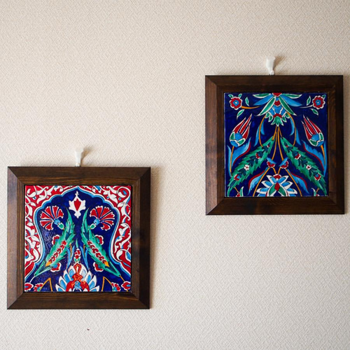 新春トルコ・イズミルタイル・アート絵画・額縁付きA タペストリー