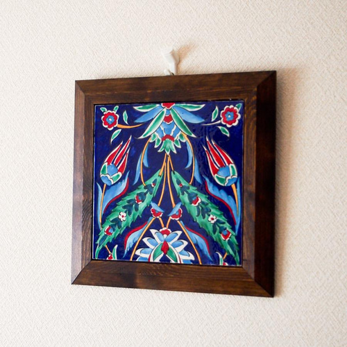 新春トルコ・イズミルタイル・アート絵画・額縁付きA タペストリー