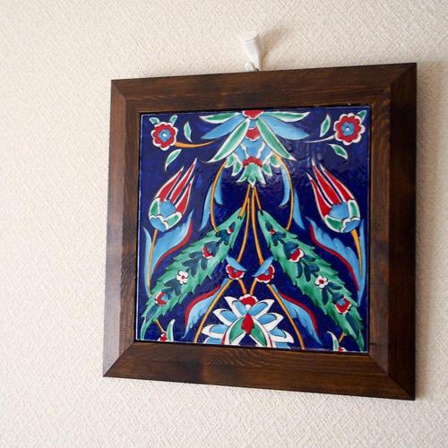 新春トルコ・イズミルタイル・アート絵画・額縁付きA タペストリー