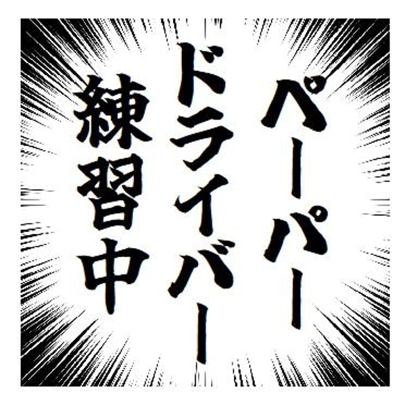 集中線 効果線 ペーパードライバー練習中 おもしろ カー マグネットステッカー 1枚目の画像