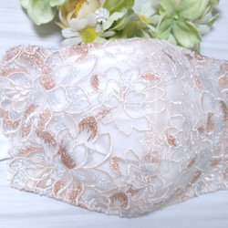 【送料込み】不織布マスクカバー  キラキラ刺繍   ラメ 肌に優しい  花柄 3枚目の画像
