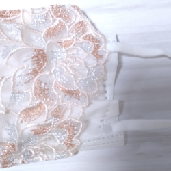 【送料込み】不織布マスクカバー  キラキラ刺繍   ラメ 肌に優しい  花柄 2枚目の画像