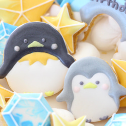 【アイシングクッキー】　ペンギン　夏　氷　誕生日ケーキ　ケーキトッパー 9枚目の画像