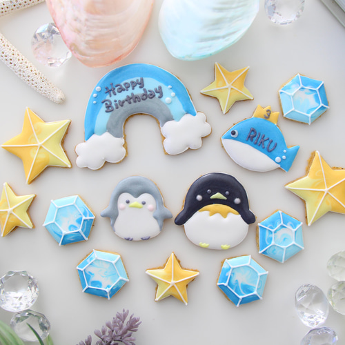 仲良しペンギン♡クッキー ペンギン 【アイシングクッキー】 夏 海 氷 誕生日 子供向け