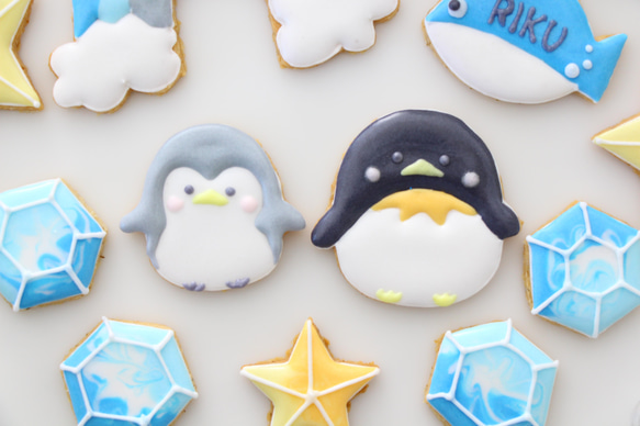【アイシングクッキー】　ペンギン　夏　氷　誕生日ケーキ　ケーキトッパー 4枚目の画像