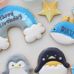 【アイシングクッキー】　ペンギン　夏　氷　誕生日ケーキ　ケーキトッパー 6枚目の画像