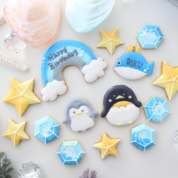 【アイシングクッキー】　ペンギン　夏　氷　誕生日ケーキ　ケーキトッパー 5枚目の画像