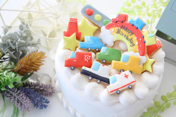 【アイシングクッキー】　誕生日　ケーキトッパー　ミニカー　車　男の子 7枚目の画像