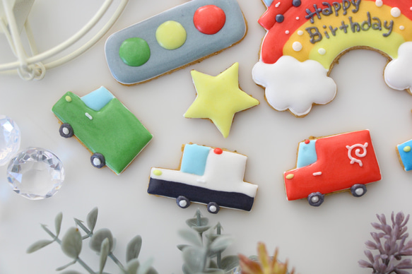 【アイシングクッキー】　誕生日　ケーキトッパー　ミニカー　車　男の子 5枚目の画像