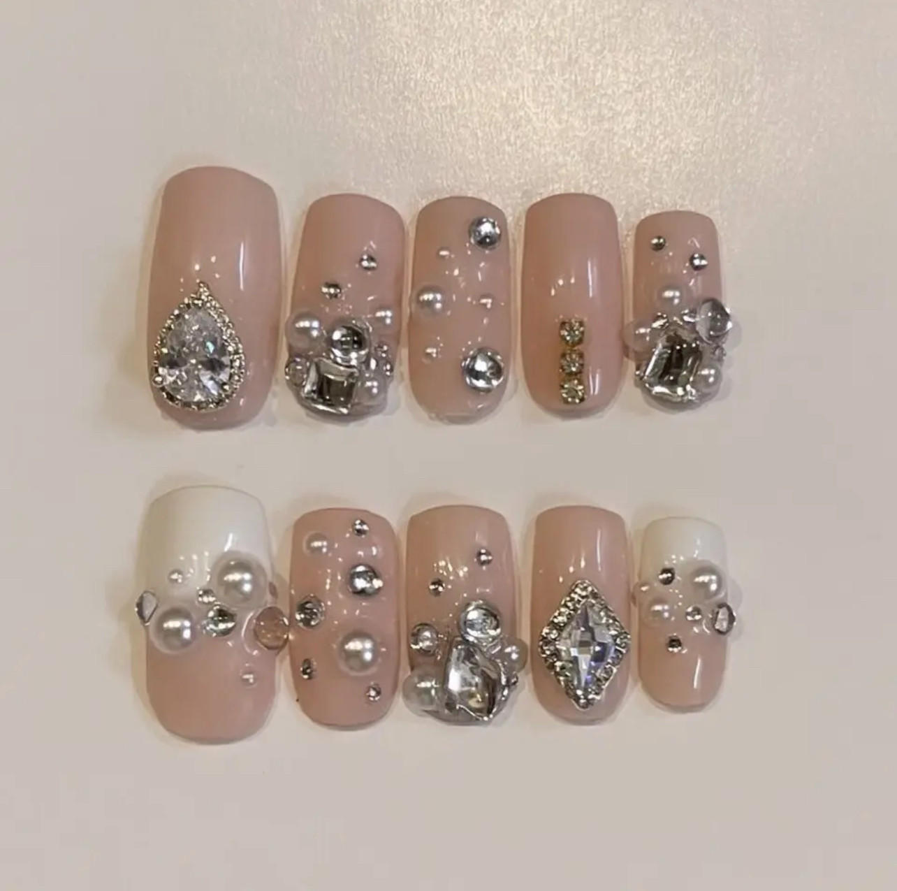 シンプル 50))フレンチガーリー ニュアンスネイル ネイルチップ 韓国ネイル