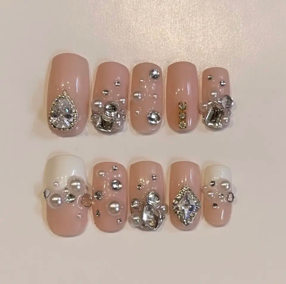 ネイルチップ つけ爪 ガーリー フレンチ 韓国 ネイルチップ つけ爪 韓国ネイル フレンチガーリー 蝶々