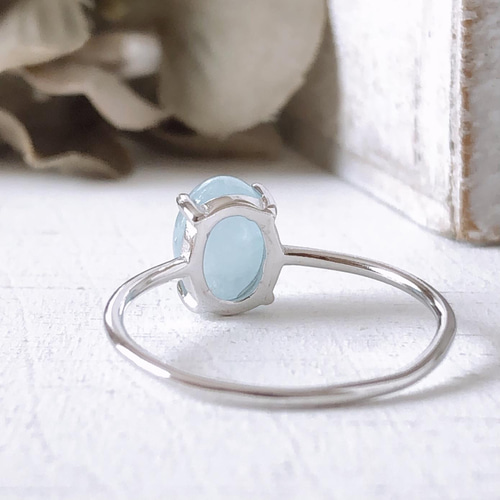 ナミビア産アクアマリンAAA silver925製リング 8×6mm 7/9/11/13