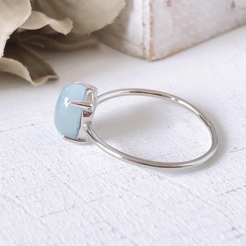 ナミビア産アクアマリンAAA silver925製リング 8×6mm 7/9/11/13
