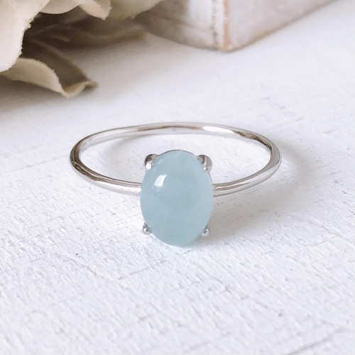 ナミビア産アクアマリンAAA silver925製リング】8×6mm7/9/11/13/14/15
