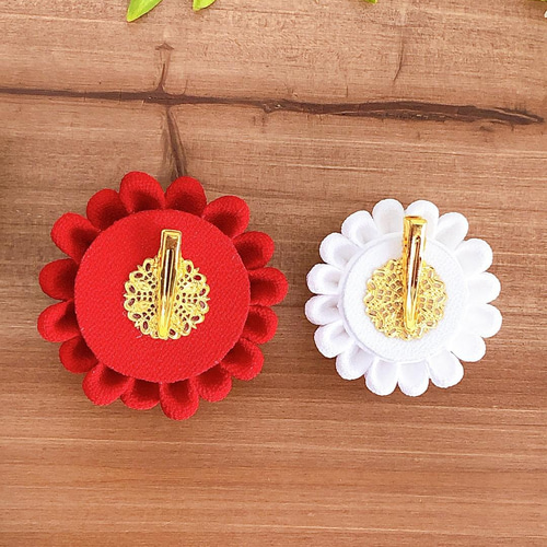 つまみ細工 髪飾り 赤 白 金 その他ヘアアクセサリー つまみ細工 華蔵