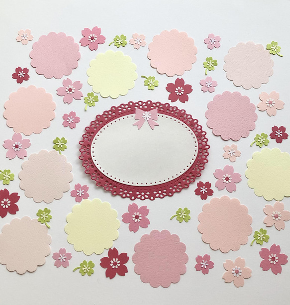 クラフトパンチ桜の花とカードのセット〜ピンク 色紙デコレーション 卒