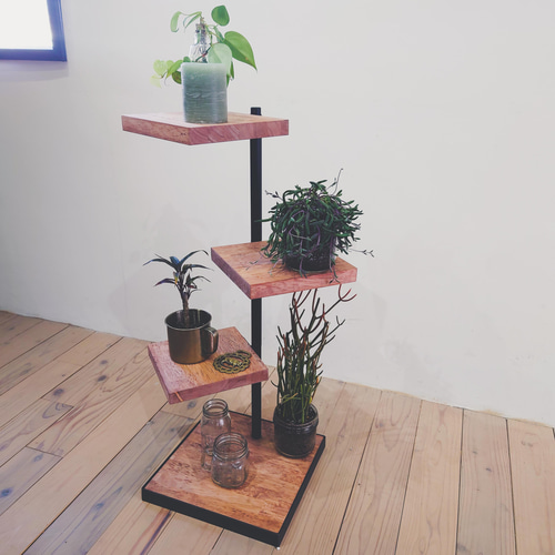 【回転ディスプレイ】木目アイアン調回転什器 回転ディスプレイ】木目アイアン調回転什器