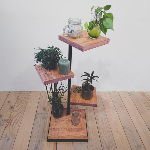 □ジャストプライス□くるくる回る回転ラック アイアン製 マホガニー風