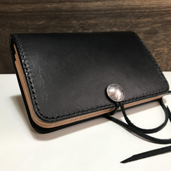 牛革ミドルウォレット　ブラック×チョコ　牛シボ　utata Exclusive 33a1f72eafbcee02921bf2c03209d9